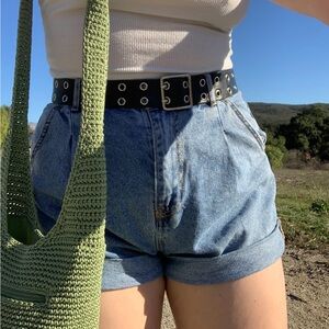 cute high waisted cuffed denim shorts